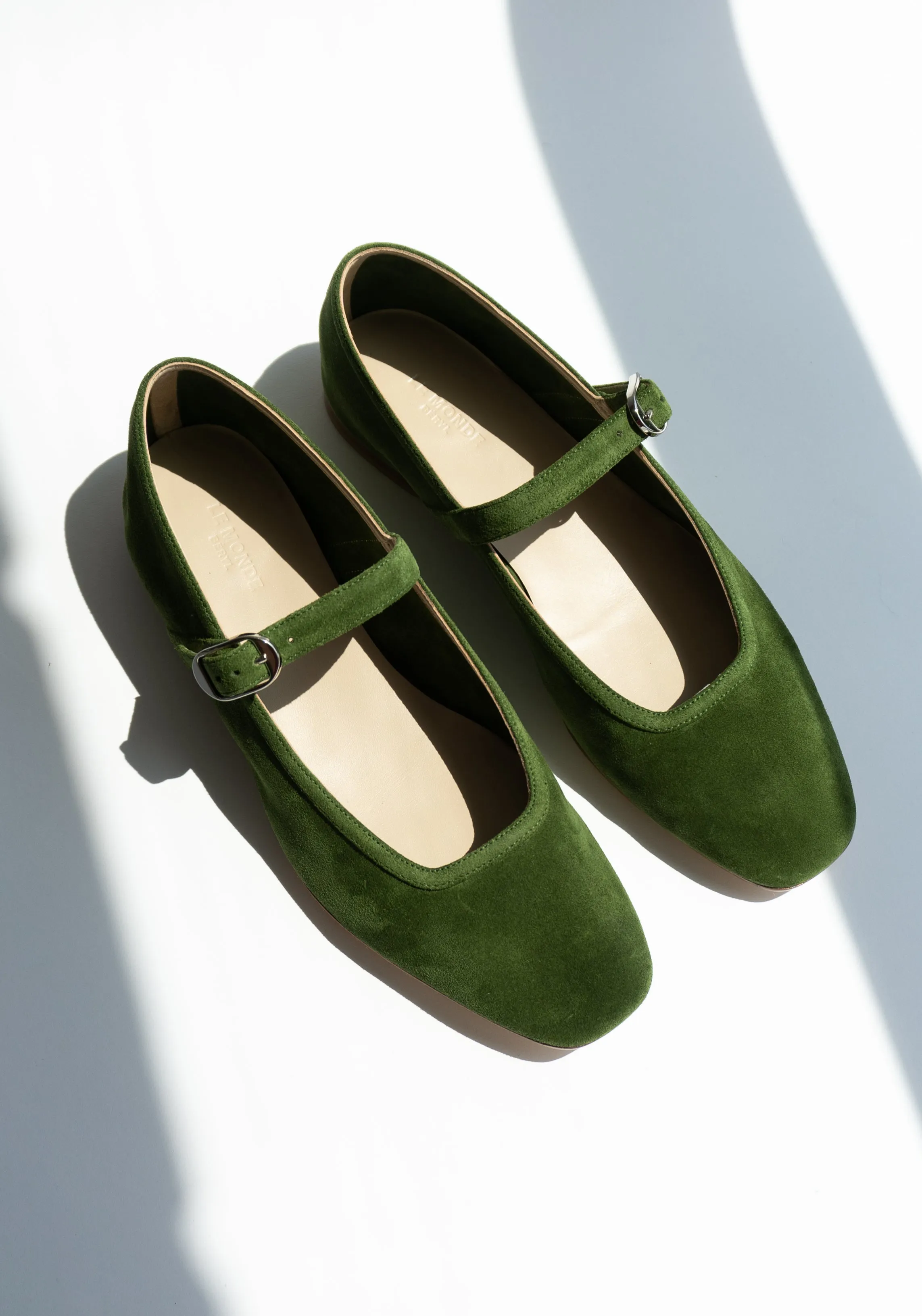 Ballet Mary Jane in Green Suede