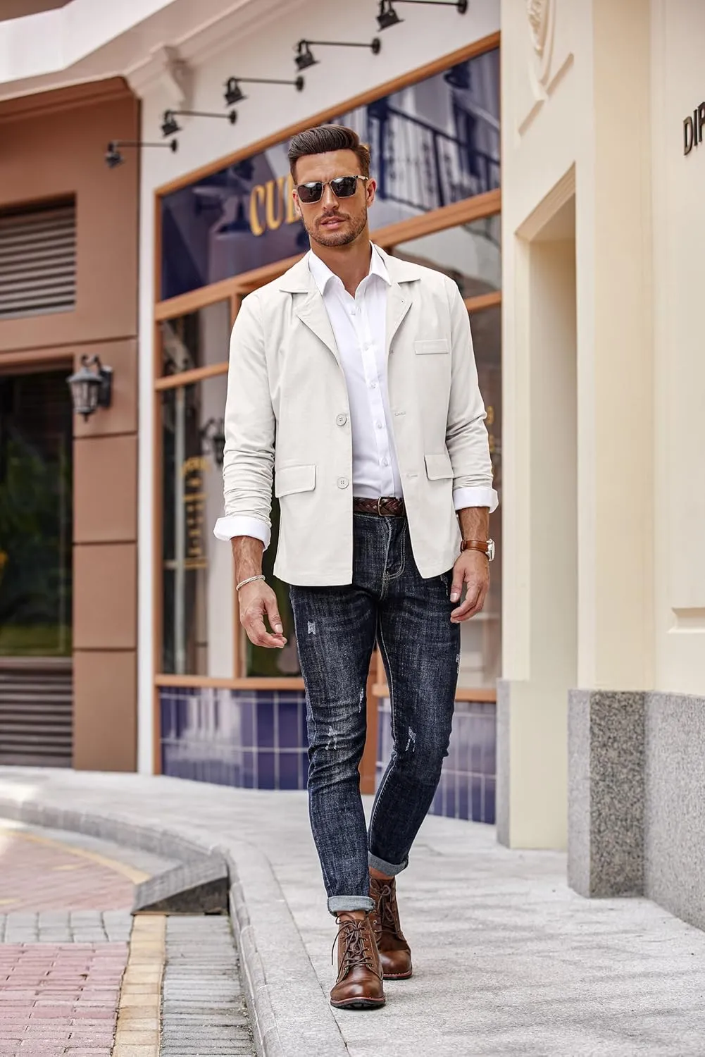 COOFANDY Men's Linen Cotton Casual Suits Blazer Jackets Lightweight Sports Coats