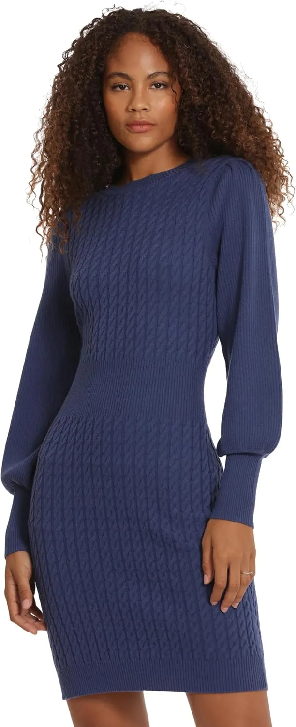 Donna Morgan Mixed Cable Knit Fall Winter Sweater Dresses for Women