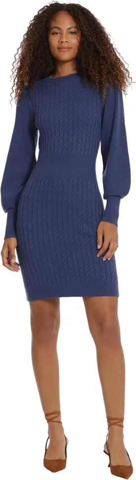 Donna Morgan Mixed Cable Knit Fall Winter Sweater Dresses for Women