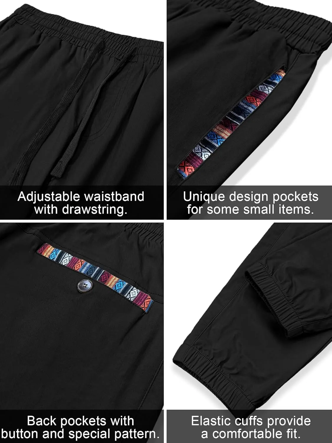 HOTake Mens Joggers Pants Elastic Waistband Khaki Pants Mens Drawstring Casual Pants with Signature Pockets