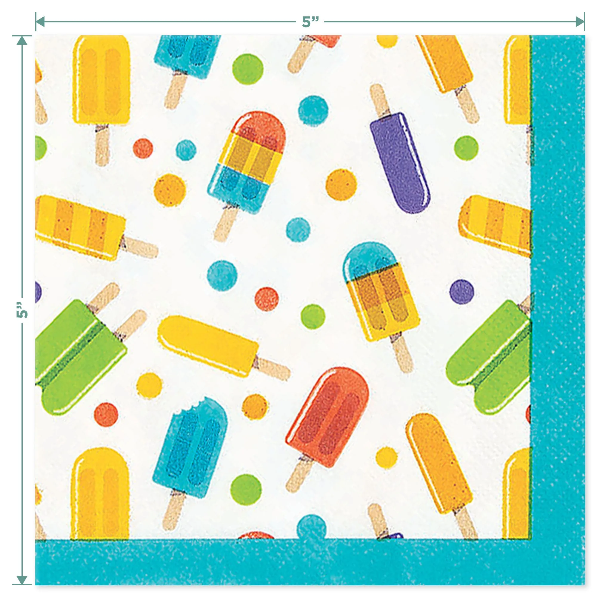 Ice Pop Party Supplies - Popsicle Dinner Plates and Napkins - For Summer Birthday, 4th of July, or Pool Party (16 Plates & Napkins)