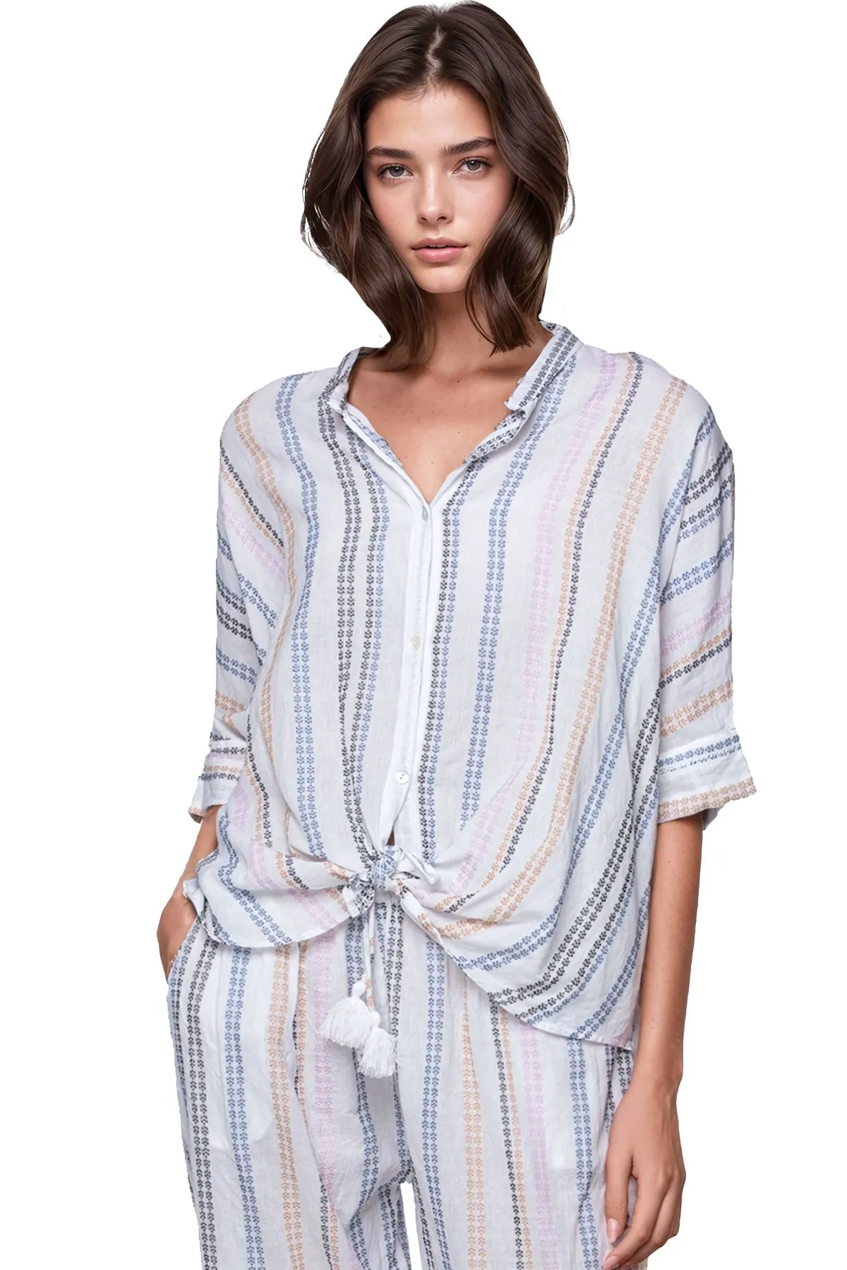 Kelly Button Front Crop Cotton Shirt