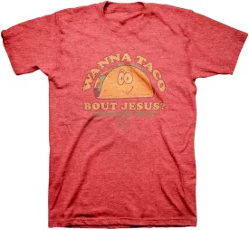 Kerusso Wanna Taco Bout Jesus Lettuce Pray Red Heather Cotton Crew Neck T-Shirt, Small