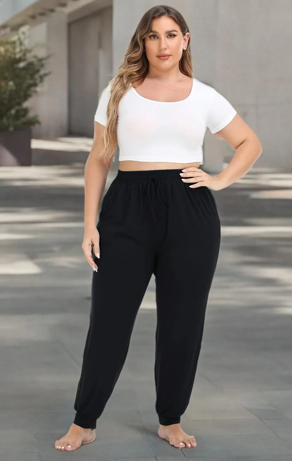 Kotii Women's Plus Size Joggers Plus Size Sweatpants Soft Lounge Pants Pajama Pants Workout Yoga Pants Casual