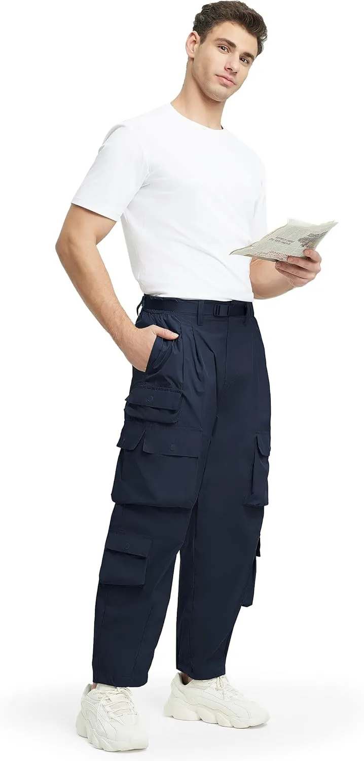Mens Casual Pants Hiking Pants Cargo Pants Loose Elastic Waist Running Joggers Outdoor Pants