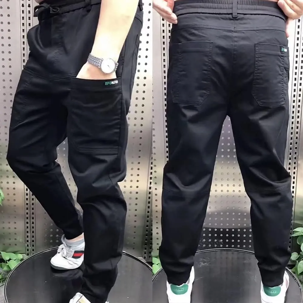 Men's High Stretch Multi-Pocket Skinny Cargo Pants,Outdoor Casual Drawstring Joggers Pants Cargo Pants Work Pants for Men