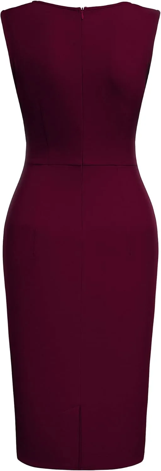 Miusol Women's Retro Ruffle Sleeveless Cocktail Party Pencil Dress