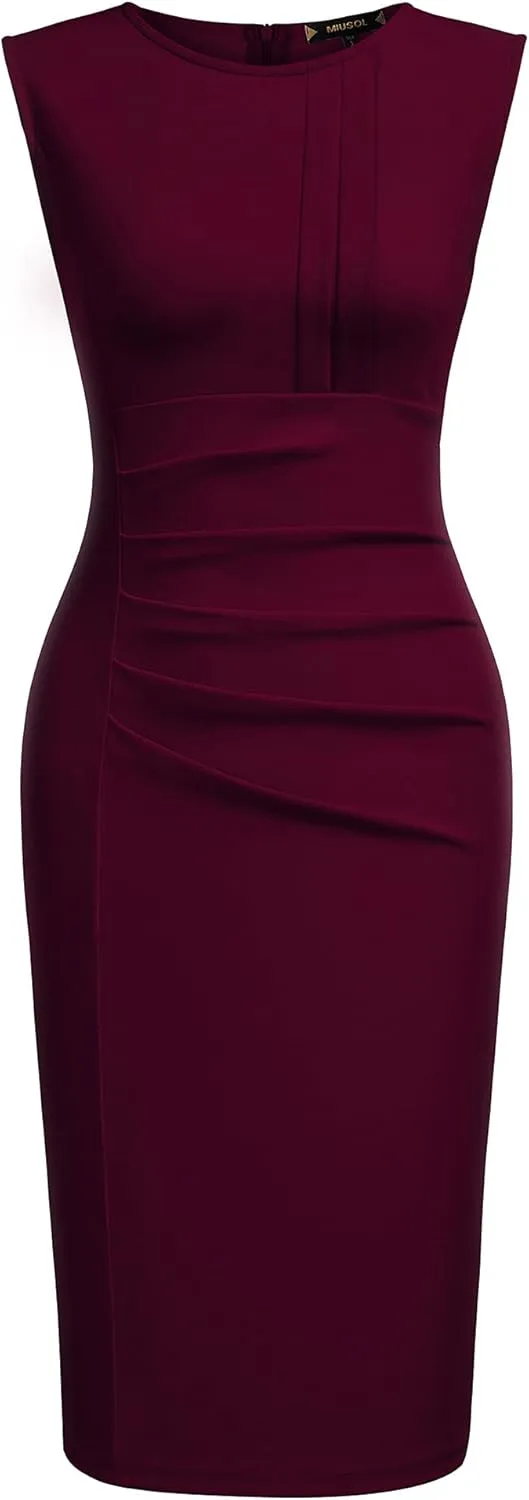 Miusol Women's Retro Ruffle Sleeveless Cocktail Party Pencil Dress