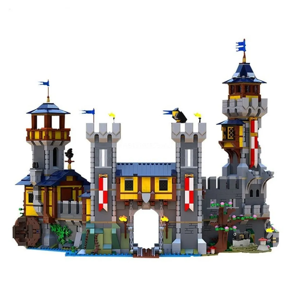 MOC  Compatible  Moc City Ahitecture Medieval Castle Black Falconed Building Blocks Set Compatible 31120 Bricks Construction Toy Kids