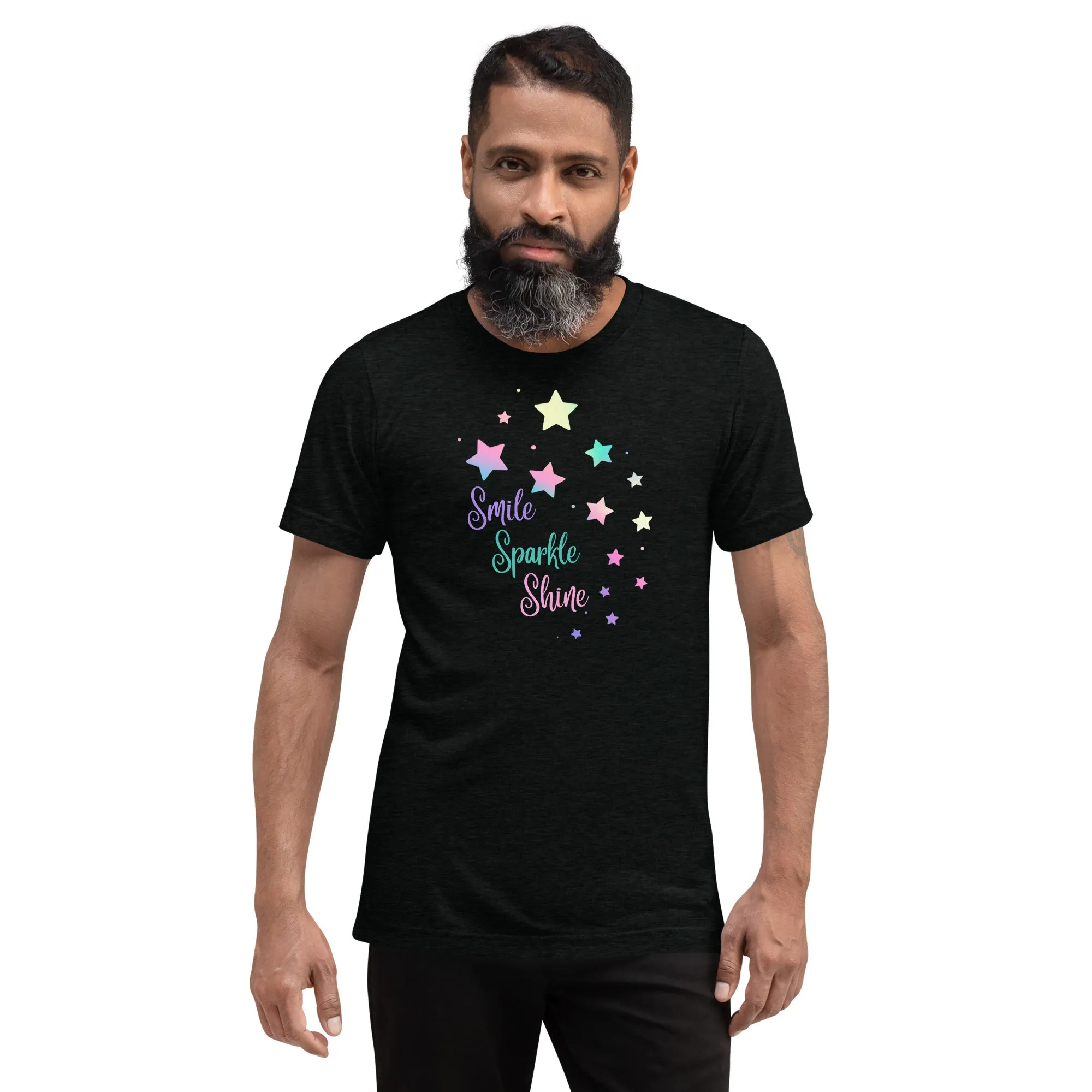 Smile Sparkle Shine Stars - Short sleeve t-shirt, comfy, soft, fitted look