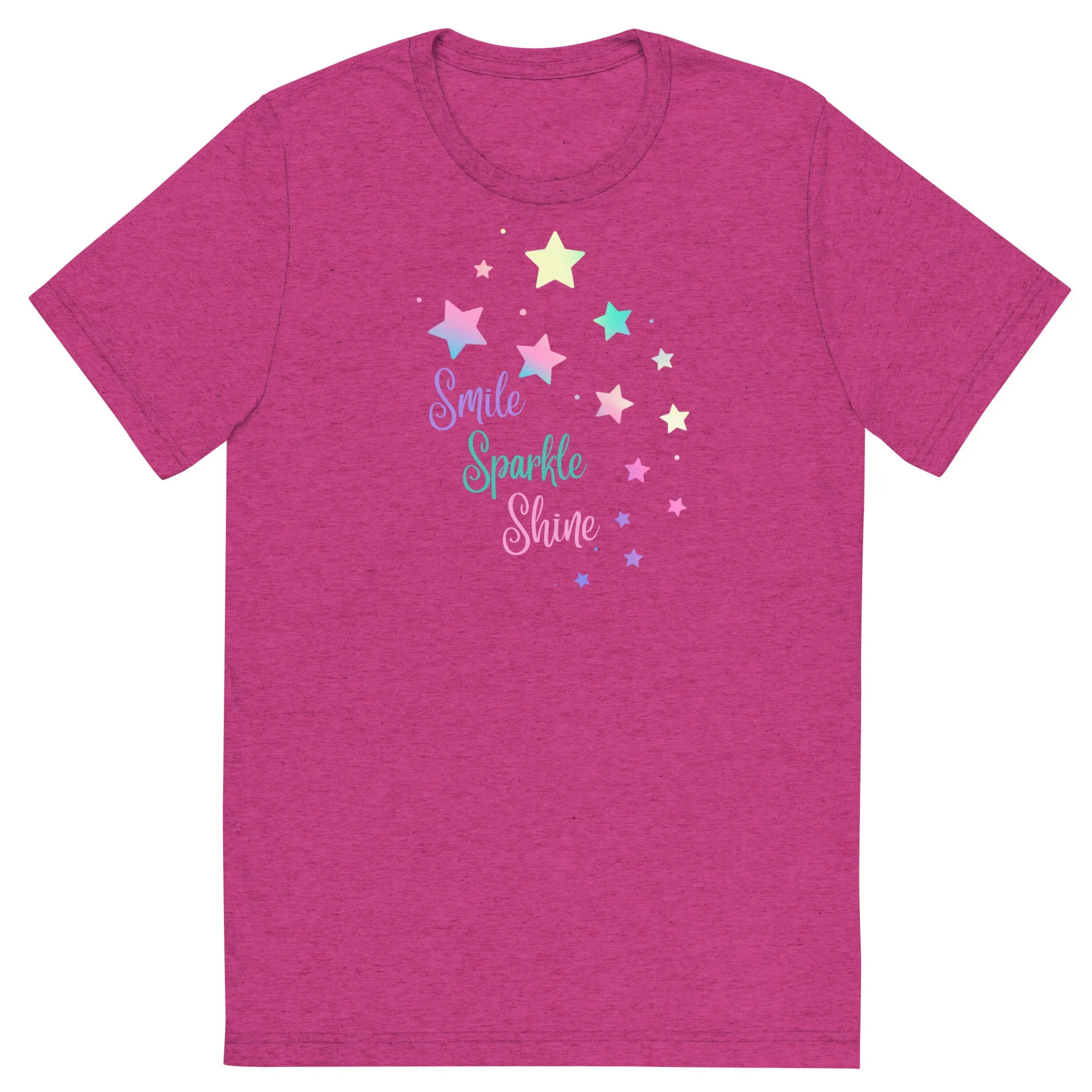 Smile Sparkle Shine Stars - Short sleeve t-shirt, comfy, soft, fitted look