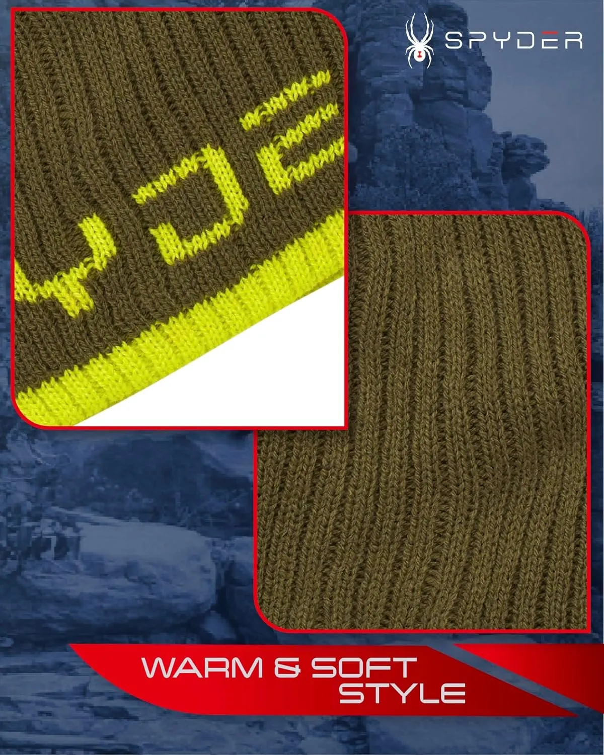 Spyder Men's Beanie - Lightweight Winter Rib Slouchy Beanie for Men - Soft and Warm Mens Beanie Hat, Skull Cap & Winter Hats