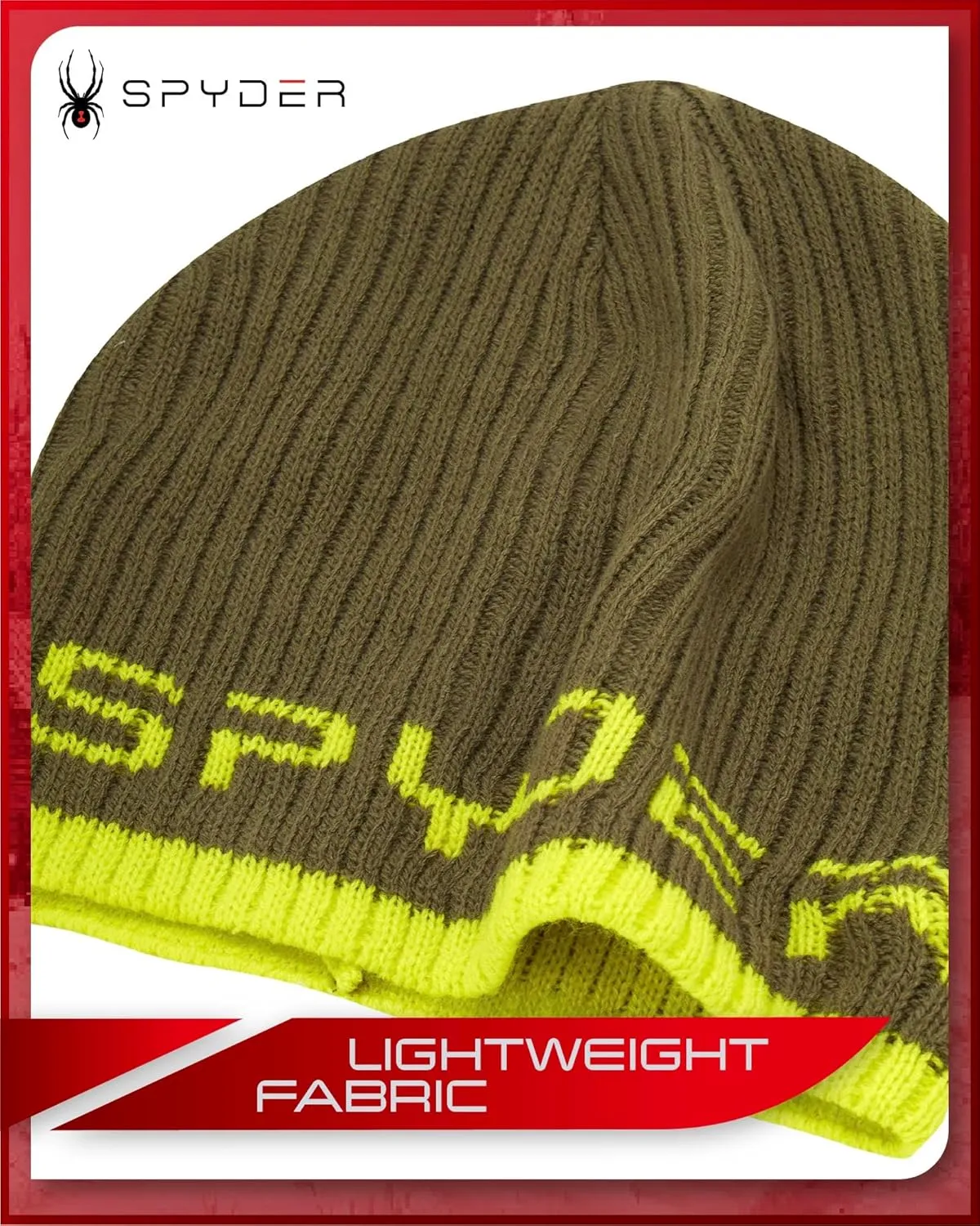 Spyder Men's Beanie - Lightweight Winter Rib Slouchy Beanie for Men - Soft and Warm Mens Beanie Hat, Skull Cap & Winter Hats