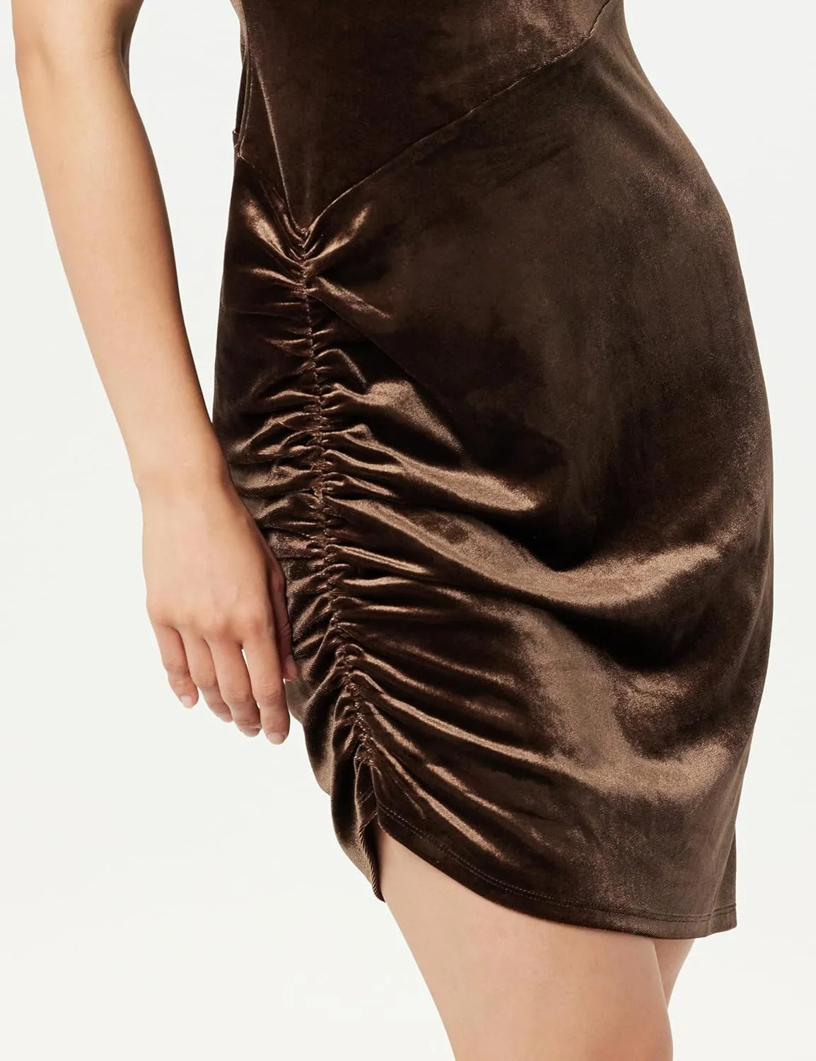 The Drop Women's Fabia Ruched Velvet Mini Dress