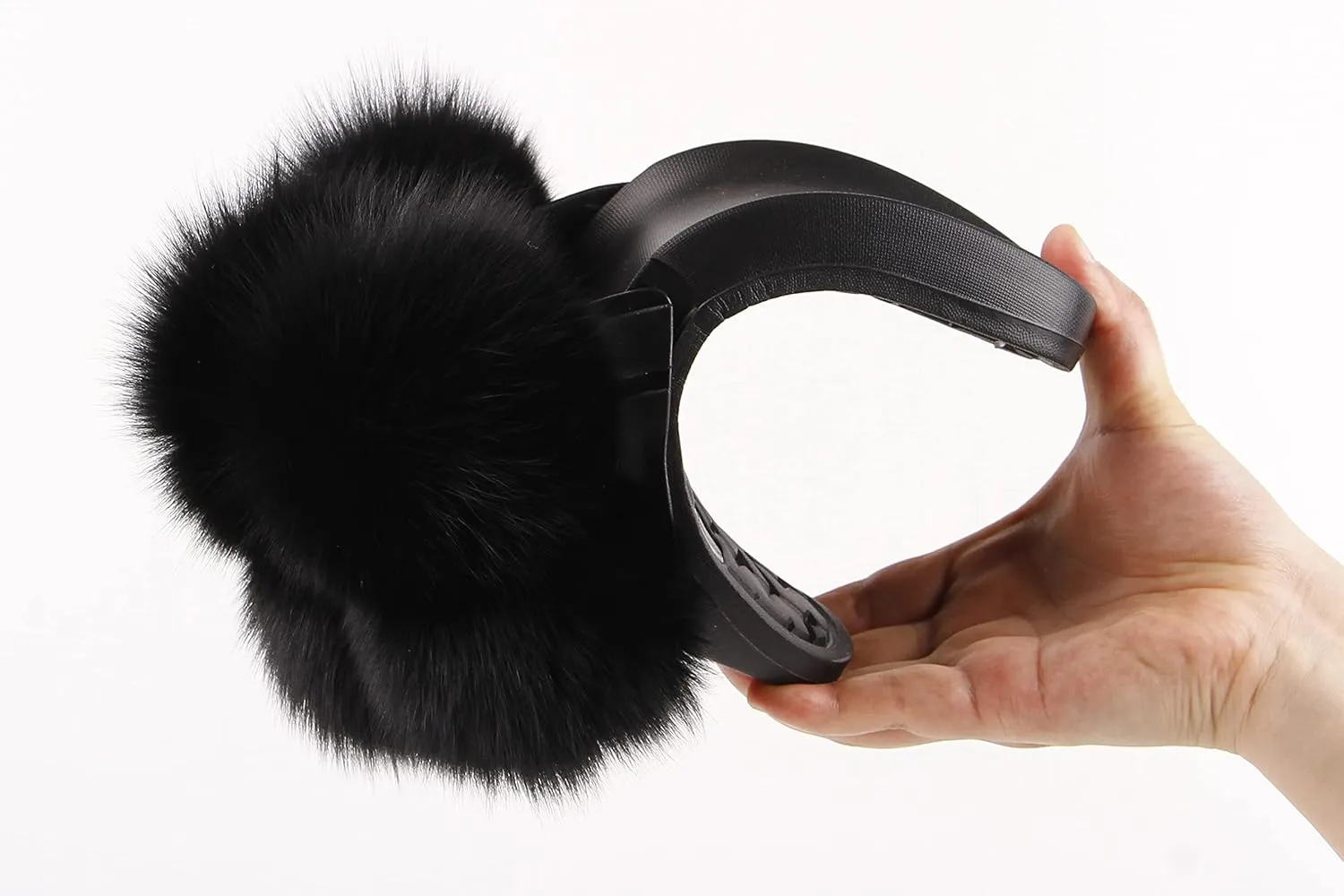 Women's Real Fox Fur Slides, Open-Toe Sandals, Indoor and Outdoor Non-Slip Slippers, Soft Pompom