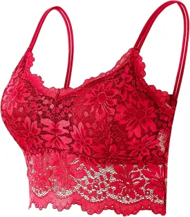 Womens Sexy Lace Camisole Bralette Top with Thin Shoulder Straps Chest Wrap Tops for Outerwear Bralette Crop Top