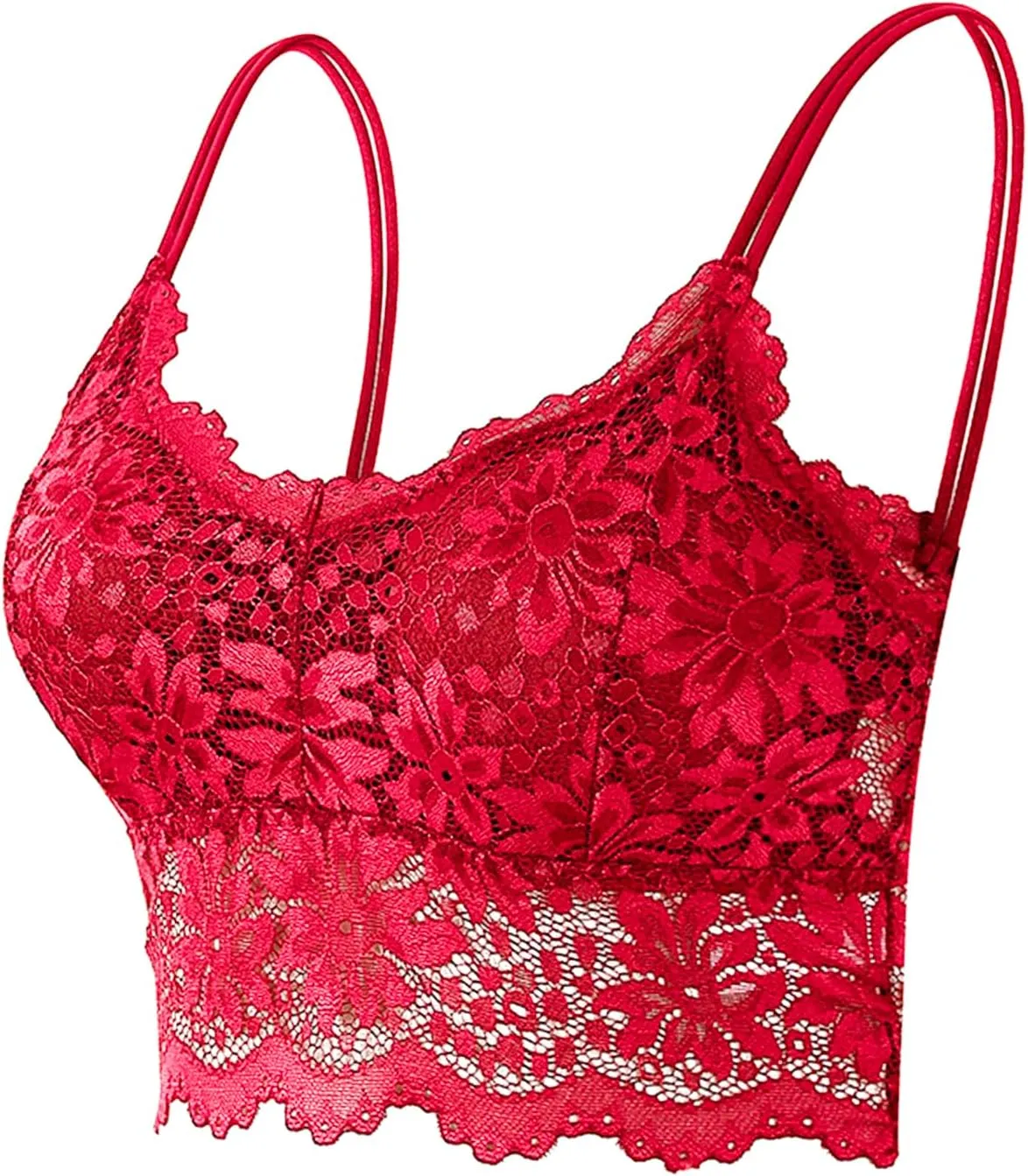 Womens Sexy Lace Camisole Bralette Top with Thin Shoulder Straps Chest Wrap Tops for Outerwear Bralette Crop Top