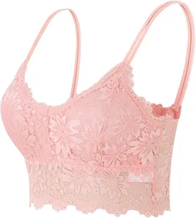 Womens Sexy Lace Camisole Bralette Top with Thin Shoulder Straps Chest Wrap Tops for Outerwear Bralette Crop Top