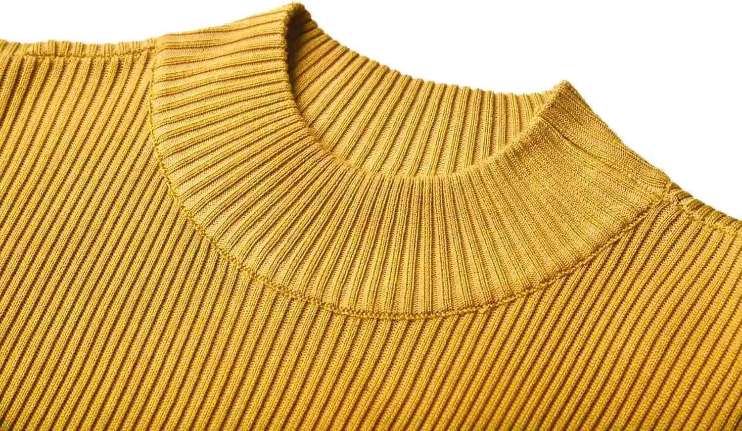 Womens Sweater Dresses Ribbed Puff Sleeve Midi Dress Winter Mock Neck